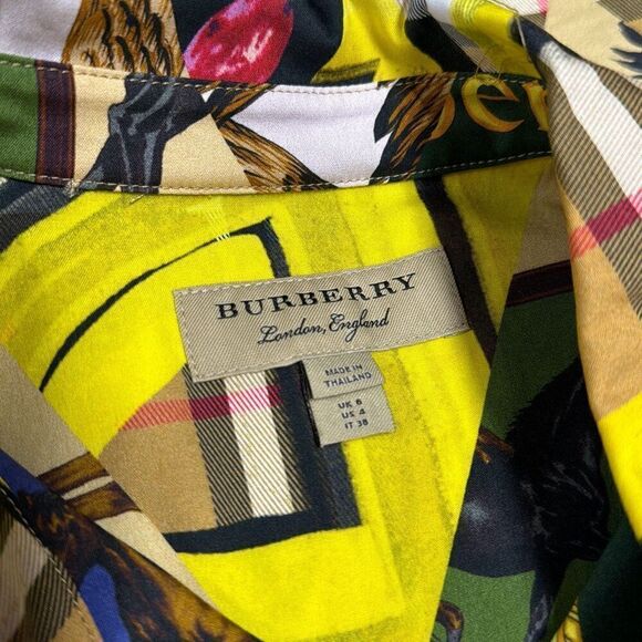 BURBERRY Multicolor Sleeveless Archive Scarf Print Button Down Shirt Size 4 - Picture 5 of 6